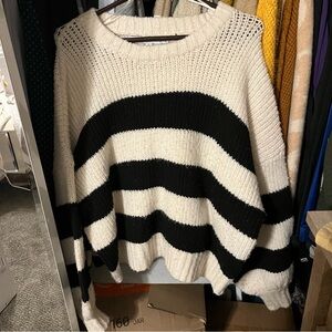 HYFVE Black and Cream Striped Sweater